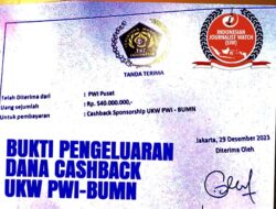 IJW Kantongi Bukti Tanda Terima Cashback Dana UKW PWI – BUMN Rp540 Juta