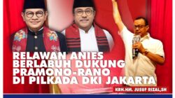 Relawan Anies Dukung Pram-Rano di Pilkada Jakarta, Jusuf Rizal: Jakarta Menyala!